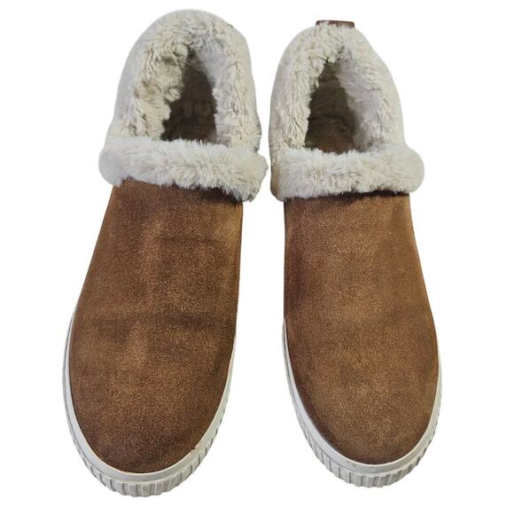 Timberland Sz10 W's Skyla Bay Suede Faux Fur Lined Warm Slipon brown shoes Cabin - Picture 2 of 15